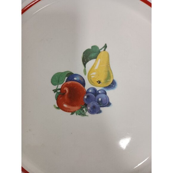 VTG Harker Pottery White Red Fruit Pattern Cake Plate Platter With Handles 10" - Picture 3 of 6